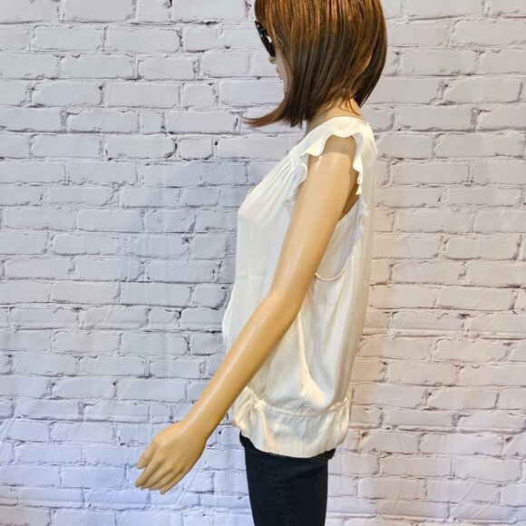 BANANA REPUBLIC, Sleeveless ivory v-neck blouse with front tie - Picture 8 of 13